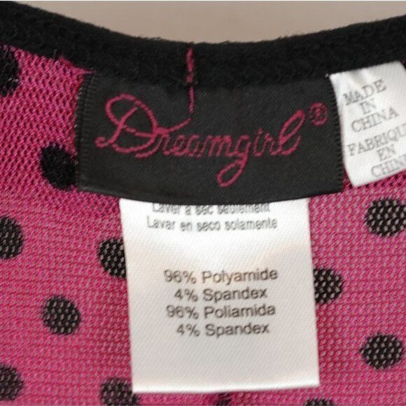 Dreamgirl Women's Small Pink Black Polka Dot Tie Closure 2 Piece Lingerie Set - Picture 6 of 6